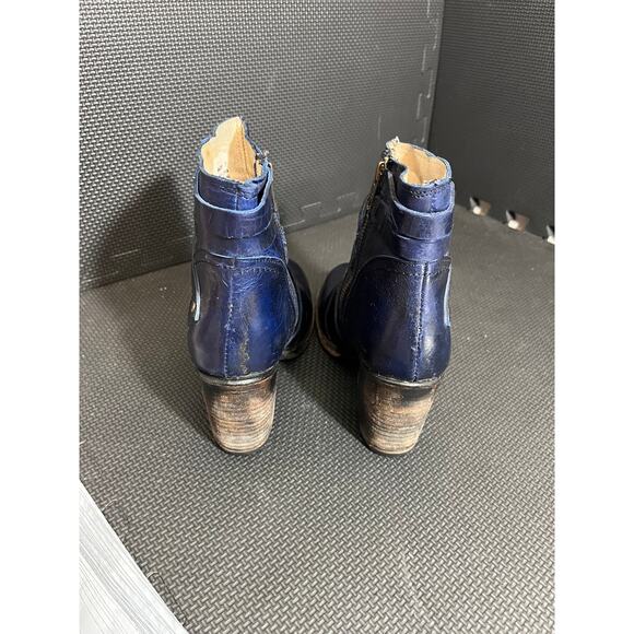 Rare Freebird By Steven Blue Gem Booties Leather Distressed Moto Grunge Size 7 - Picture 5 of 8